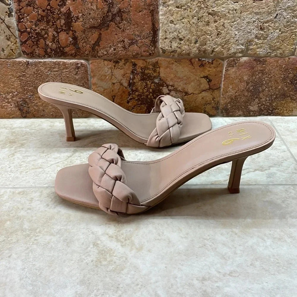 Mix No. 6 Braided Heeled Mules Women’s Size 9.5M Nude Slip-On Square Toe Sandals - Picture 7 of 11